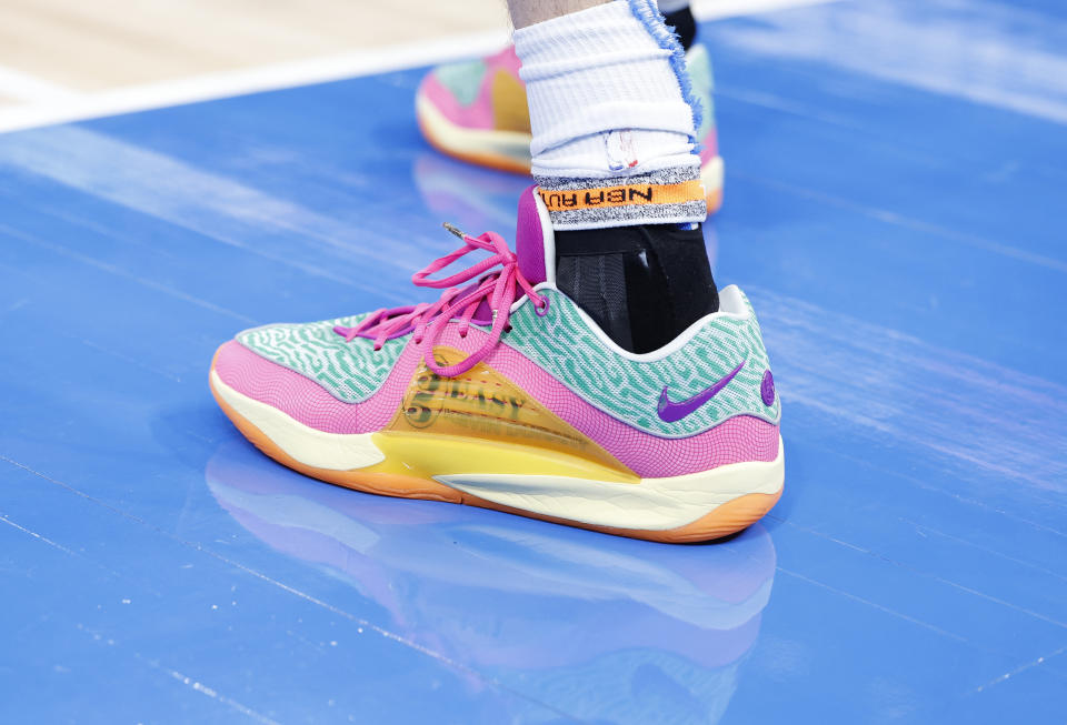 Feb 22, 2024; Oklahoma City, Oklahoma, USA; Oklahoma City Thunder forward Chet Holmgren (7) shoes during the second half against the LA Clippers at Paycom Center. Mandatory Credit: Alonzo Adams-USA TODAY Sports