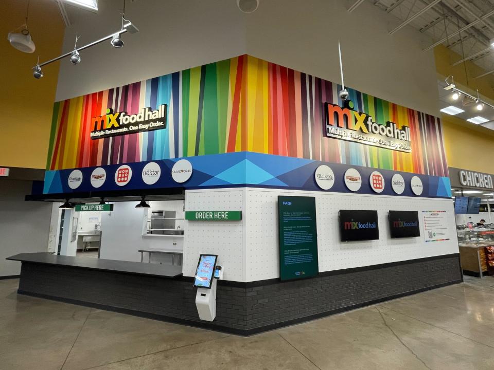 The Mix Food Hall  at Kroger at 9799 E. 116th St., in Fishers, allows customers to order across multiple restaurant brands in a single order.