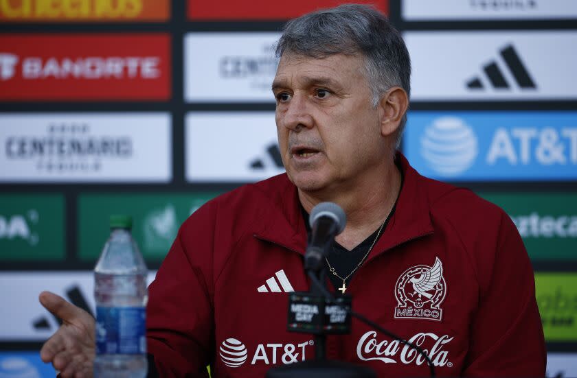 CARSON, CALIFORNIA - SEPTEMBER 20: Gerardo Martino of Mexico speaks with the media.