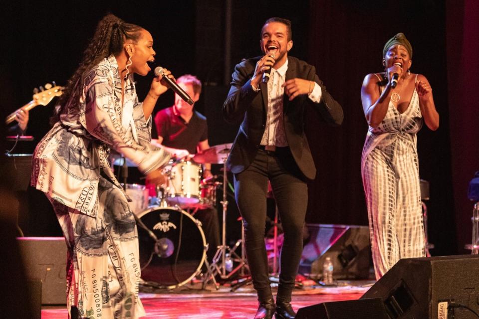 Left to right, Tamika Lawrence, Blaine Krauss and Shaleah Adkisson will perform in the Columbus Symphony’s Aretha Franklin tribute.