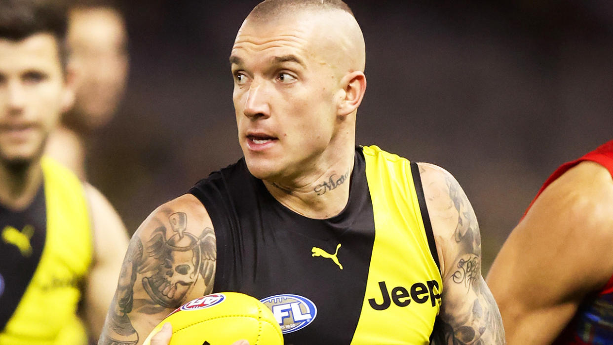 Questions remain about whether or not Dustin Martin still harbours a desire yto play for on the the two Sydney based AFL teams before his career is over. (Photo by Michael Willson/AFL Photos via Getty Images)