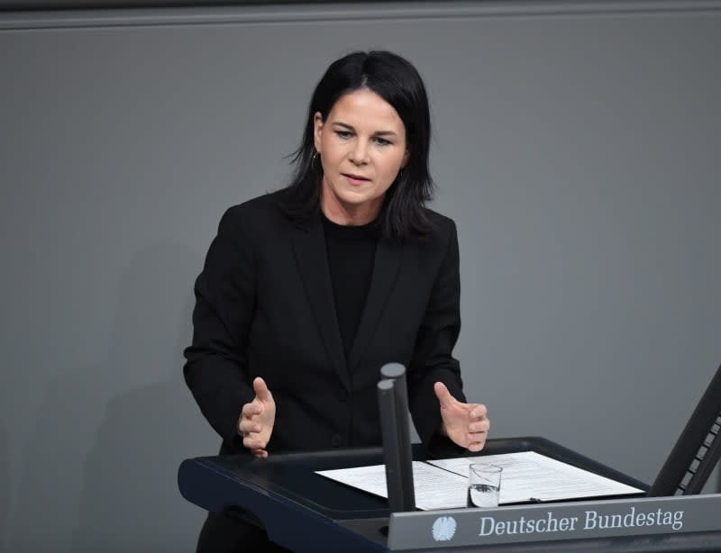 Annalena Baerbock, German Foreign Minister, speaks in the German Bundestag during the Bundestag budget debate. Ann-Marie Utz/dpa