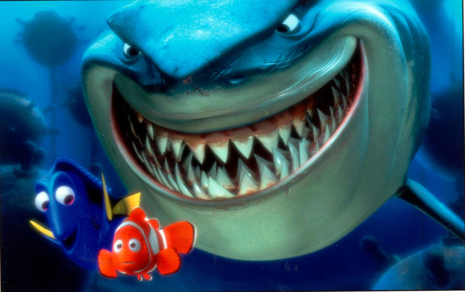 May 30, 2003; Toronto, Ontario, Canada; Shark bait?: A friendly Great White Shark named Bruce invites Nemo's dad Marlin, an orange and white striped clownfish, and his buddy Dory, to a party in Finding Nemo.