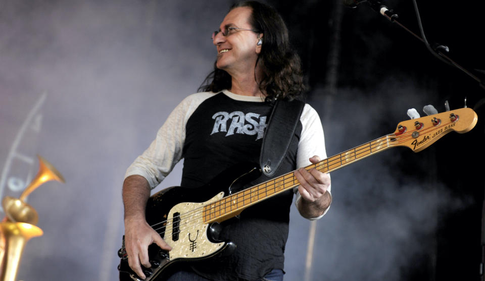 Geddy Lee performs with Rush at the Sleep Train Pavilion in Concord, California