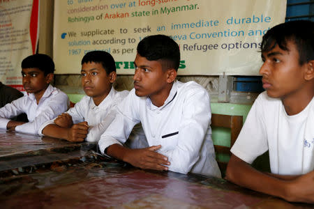 Rohingya students, expelled from Leda high school, speak during an interview with Reuters at Teknaf refugee camp in Bangladesh, February 9, 2019. Picture taken February 9, 2019. REUTERS/Jiraporn Kuhakan