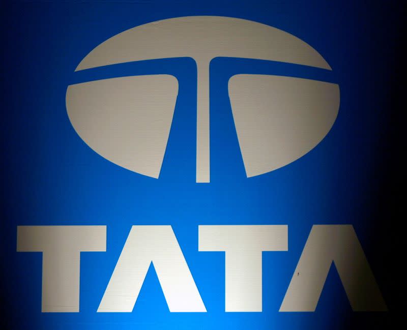 FILE PHOTO: Logo of Tata Group is seen at a business meeting in New Delhi