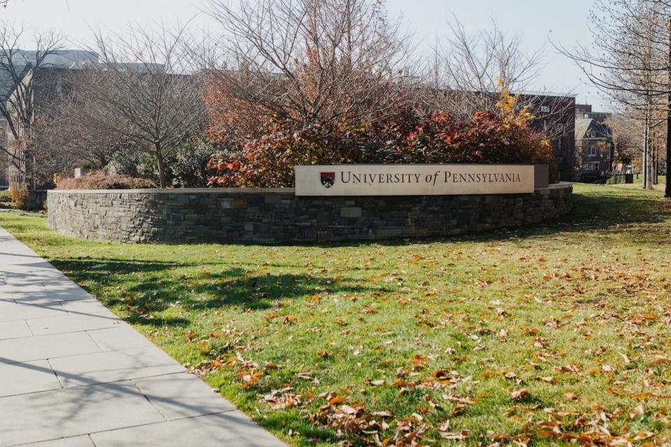 PHOTO: A sign for the University of Pennsylvania on campus in Philadelphia, Dec. 8, 2023.  (Michelle Gustafson/Bloomberg via Getty Images)