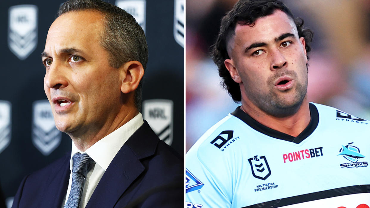 NRL boss Andrew Abdo and Andrew Fifita are pictured side by side.
