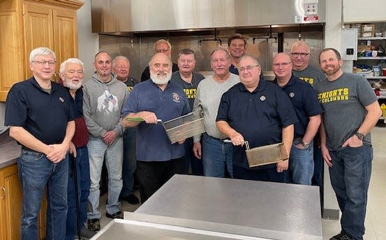 Members of Knights of Columbus Council No. 13081 at the Church of the Holy Trinity in Bolivar are getting ready for this year's Lenten fish fry at the church.