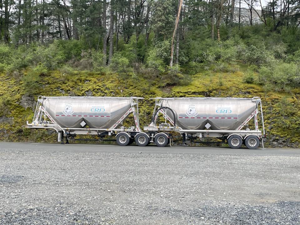 K'ENES haulage truck for transport of biosolids to Cassidy gravel mine Photo: Sidney Coles