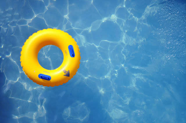 yellow pool float  pool ring in ...