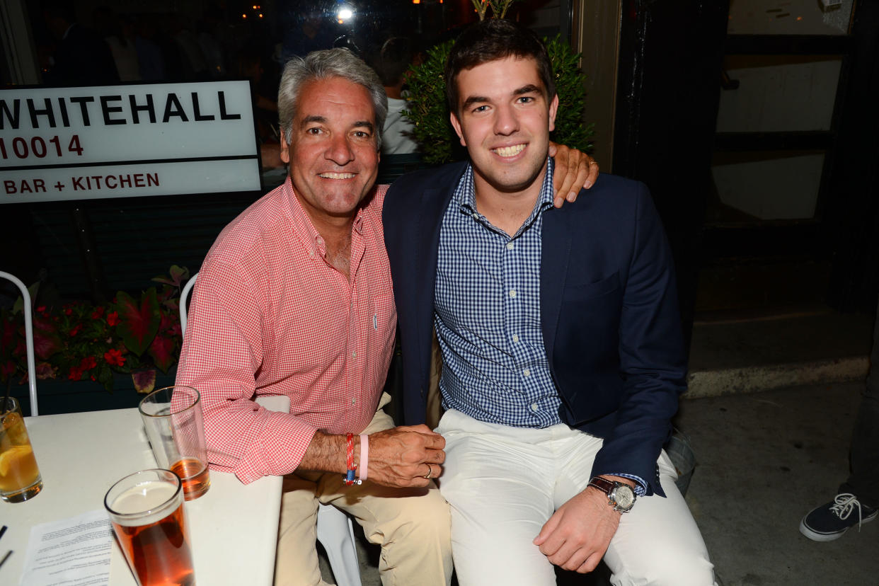 NEW YORK, NY - AUGUST 7: Andy King and Billy McFarland attend the Magnises Dinner Party at 22 Greenwich Ave on August 7, 2014 in New York City. (Photo by Patrick McMullan/Patrick McMullan via Getty Images)