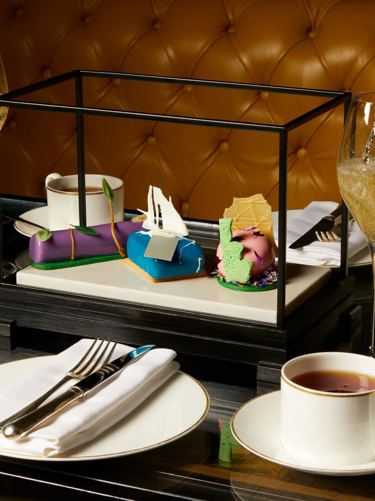 The Arrival of Spring, The Splash, and A Bigger Picture cakes by chef Mark Perkins at Rosewood London.