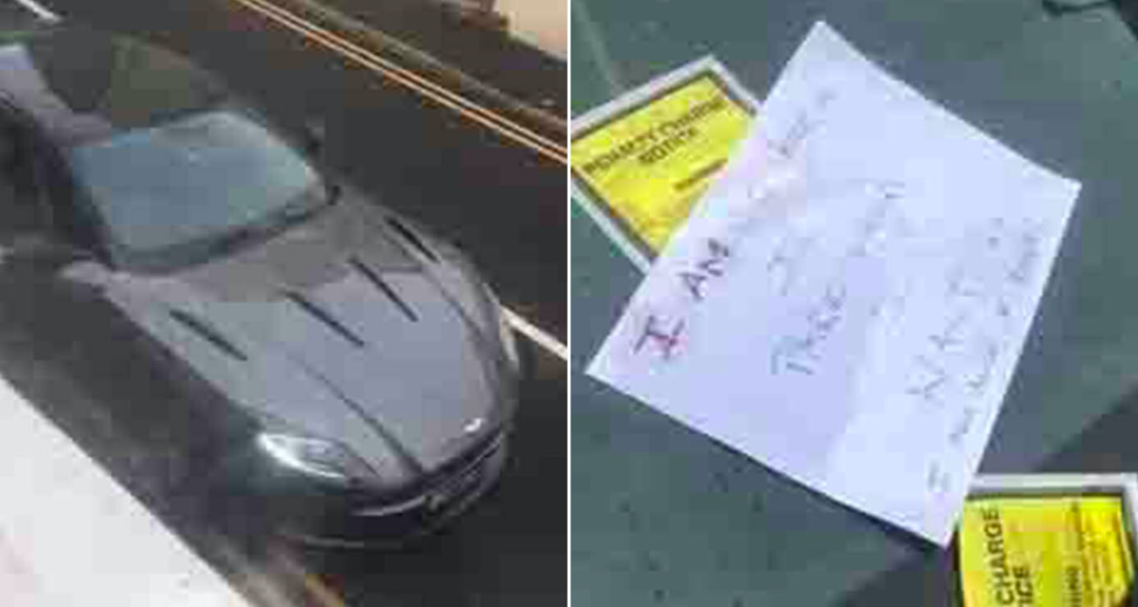 Residents in Whitby left an angry note alongside the parking tickets on the Aston Martin. (Reach)