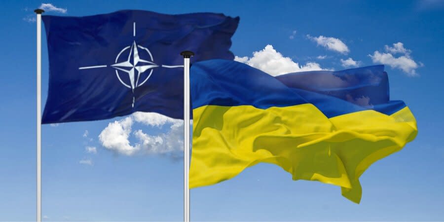 Flags of NATO and Ukraine