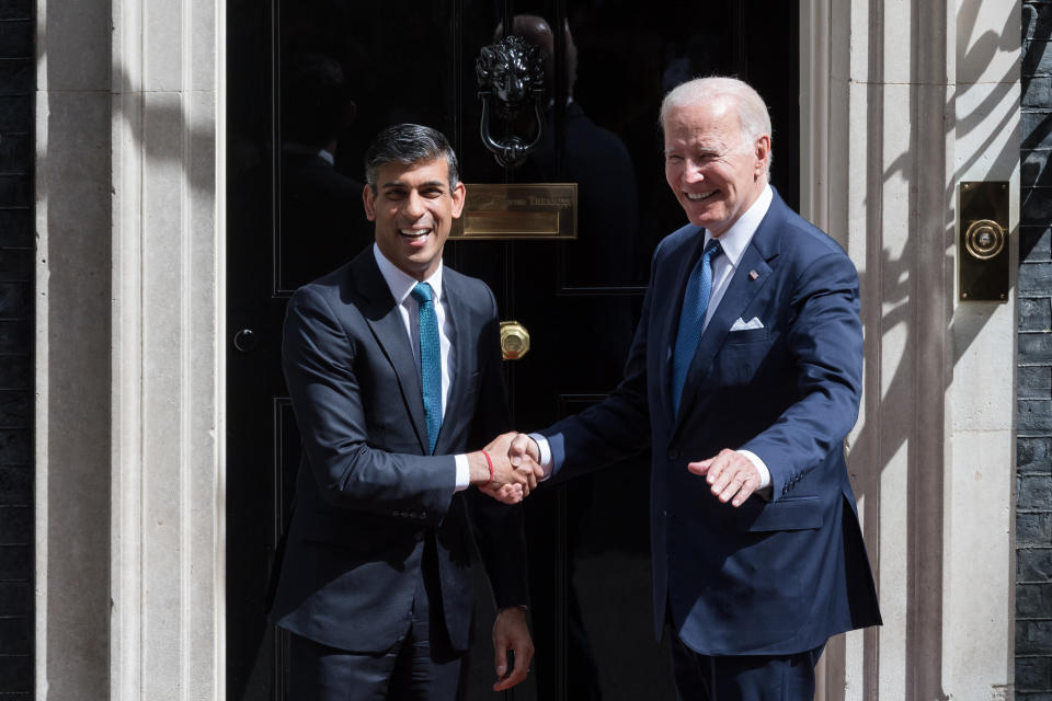 Biden earlier met with PM Rishi Sunak at Downing Street. (Getty)