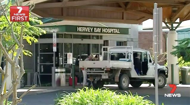 The woman was taken to Hervey Bay Hospital. Source: 7 News