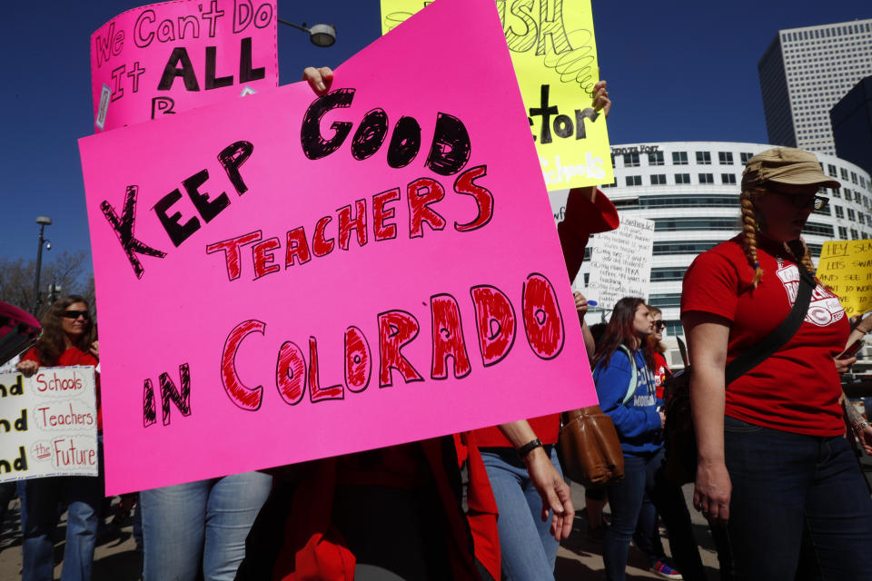 Teachers protest in Denver, Colo.