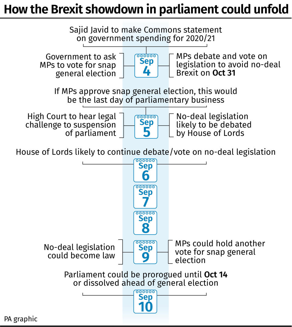 How the Brexit showdown in parliament could unfold. (PA)