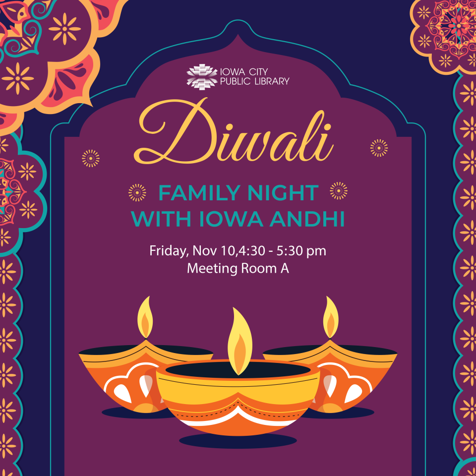 From 4:30 to 5:30 p.m. on Nov. 10 at the Iowa City Public Library learn about Diwali.