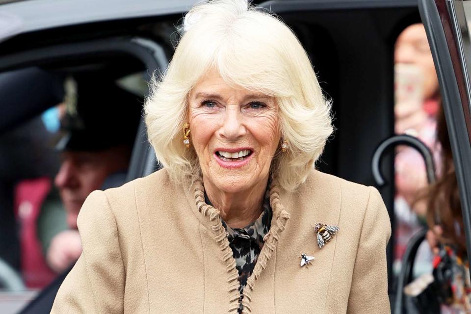 <p>Chris Jackson/Pool/Getty</p> Queen Camilla visits the Shrewsbury Farmers