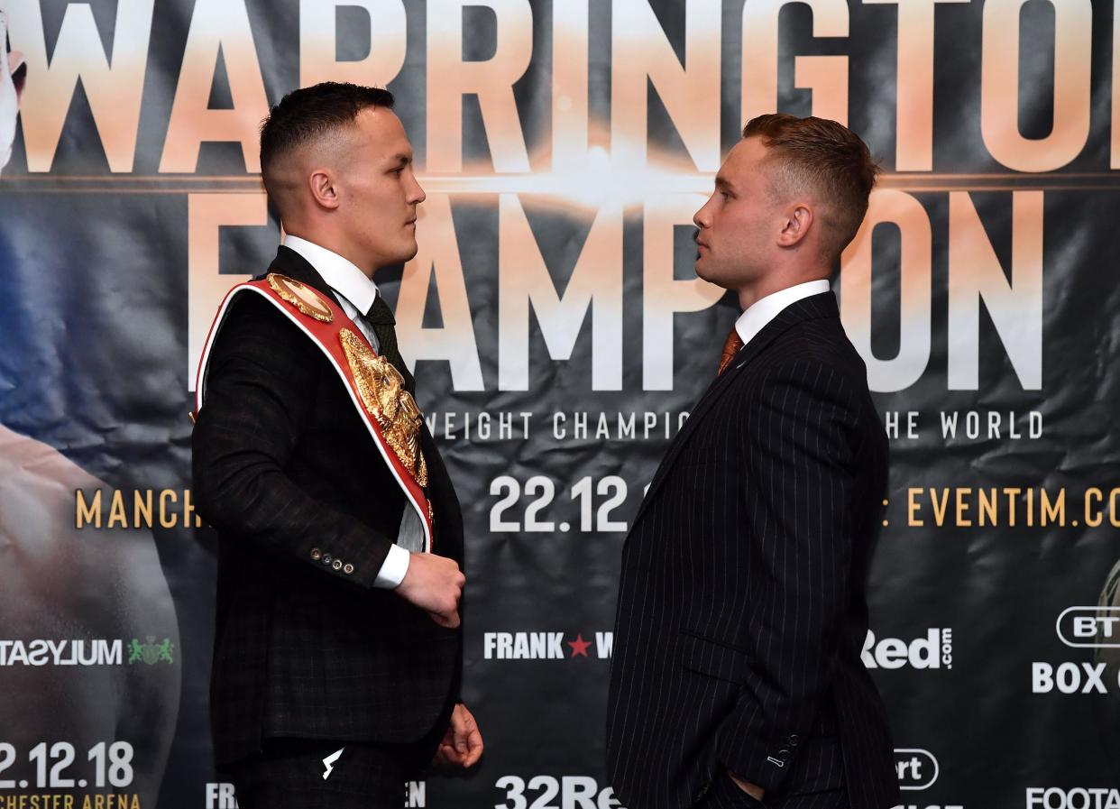 Warrington and Frampton meet in the ring on 22 December: Getty Images