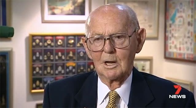 WWII war veteran Allan Hinchliff. Picture: 7 News