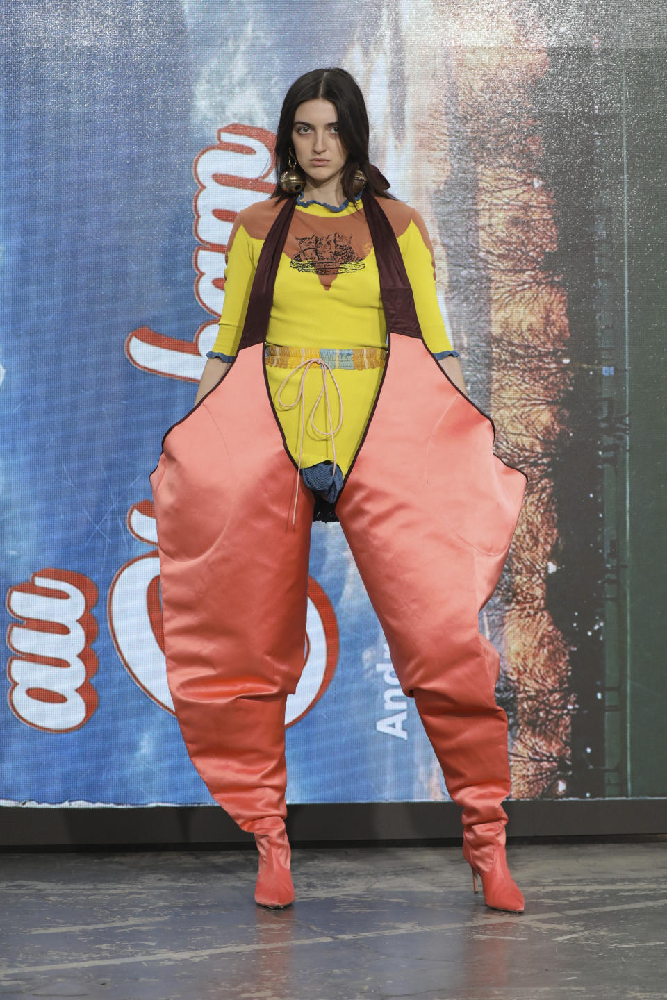 A model wears a creation for the Vivienne Westwood Spring-Summer 2022 ready-to-wear fashion show presented in Paris, Saturday, Oct. 2, 2021. (Photo by Vianney Le Caer/Invision/AP)