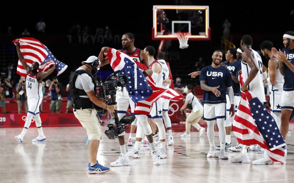 US men's basketball team celebrate their win over France -  Shutterstock