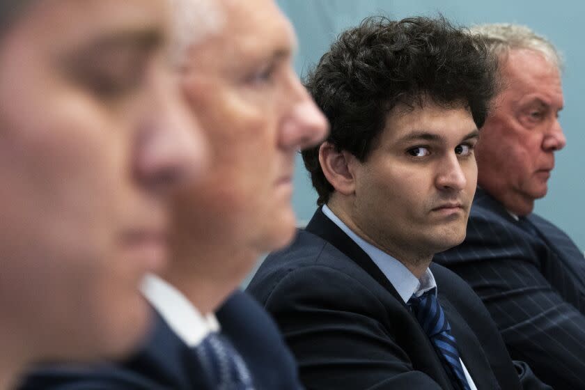 UNITED STATES - MAY 12: From right, Terrence A. Duffy, CEO of the Chicago Mercantile Exchange, Sam Bankman-Fried, CEO of FTX US Derivatives, Christopher Edmonds, chief development officer of the Intercontinental Exchange, and Christopher Perkins, president of CoinFund, testify during the House Agriculture Committee hearing titled Changing Market Roles: The FTX Proposal and Trends in New Clearinghouse Models, in Longworth Building on Thursday, May 12, 2022. (Tom Williams/CQ-Roll Call, Inc via Getty Images)