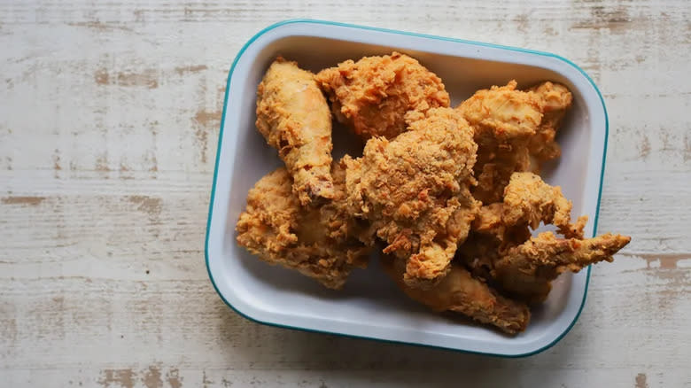 Fried chicken in dish