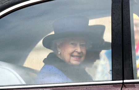 Britain's Queen Elizabeth departs after attending the Royal Maundy service at St George's Chapel in Windsor, March 29, 2018. Steve Parsons/Pool via Reuters