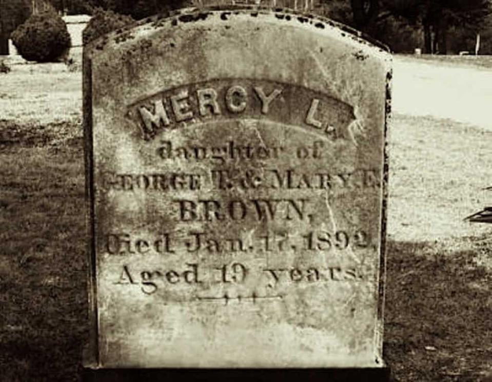 The Exeter grave of Mercy Brown, whose corpse was exhumed in 1892 on the suspicion that she was a vampire.