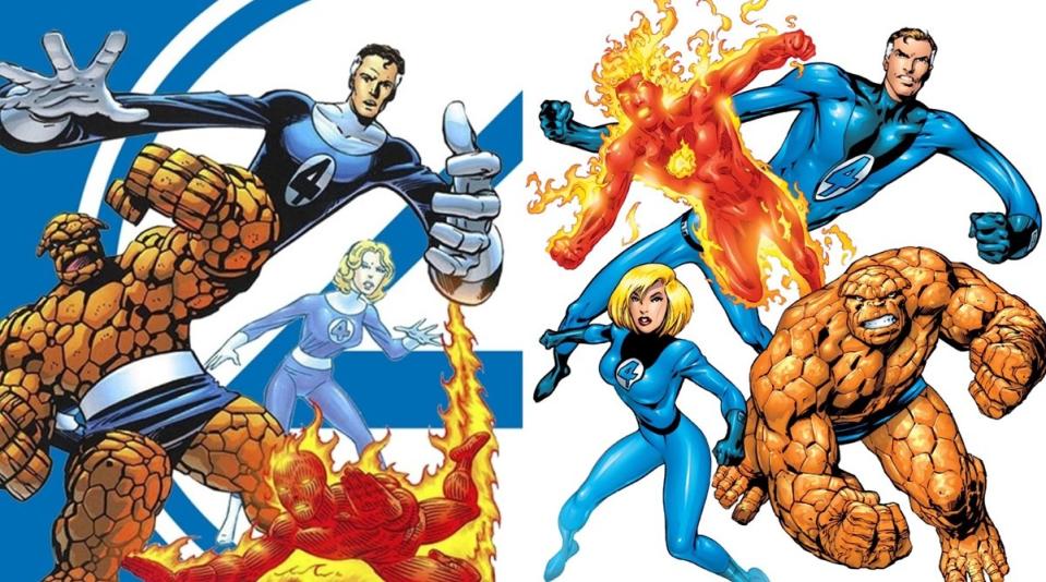 The Fantastic Four in the '80s and '90s, art by John Byrne and Alan Davis.