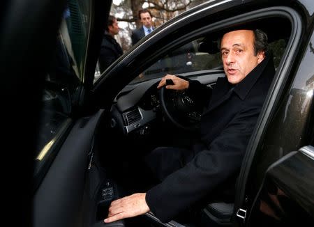 UEFA President Michel Platini leaves after a hearing at the Court of Arbitration for Sport (CAS) in Lausanne, Switzerland December 8, 2015. REUTERS/Denis Balibouse