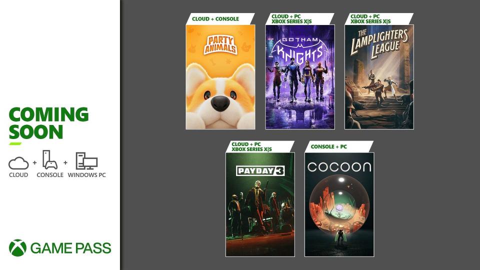 xbox game pass free games september 2023 wave 2, party animals, gotham knights, cocoon, payday 3, lamplighter's league