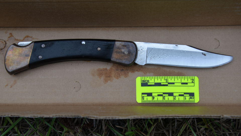 Evidence in the arrest of Aiden Fucci in the 2021 death of 13-year-old Tristyn Bailey includes this knife.