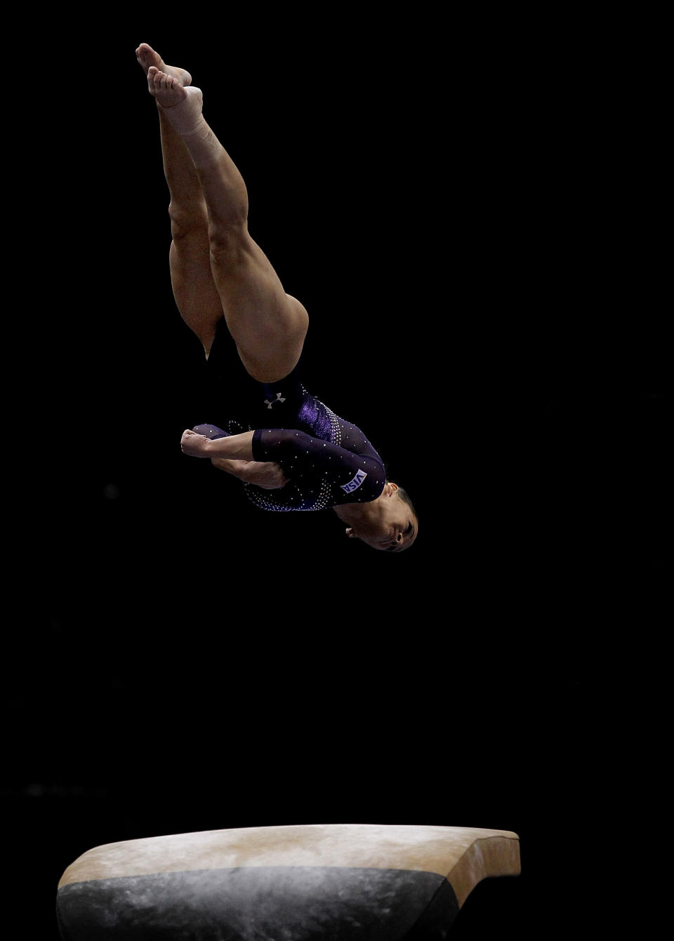 ST PAUL, MN - AUGUST 20: Alicia Sacramone competes on the vault during the Senior Women's competition on day four of the Visa Gymnastics Championships at Xcel Energy Center on August 20, 2011 in St Paul, Minnesota. (Photo by Ronald Martinez/Getty Images)