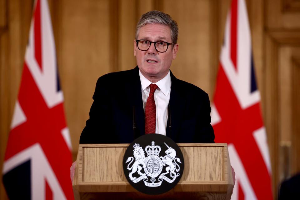 Prime Minister Sir Keir Starmer answers questions during a press conference in Downing Street (Henry Nicholls/PA) (PA Wire)