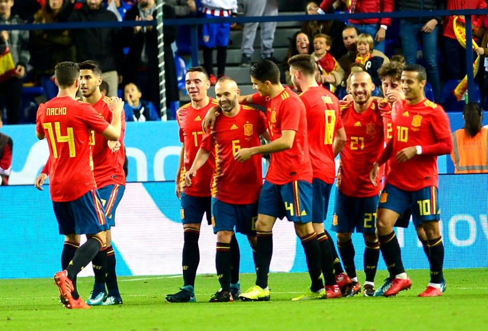 La selección celebra un gol en un amistoso. (Foto: Getty)