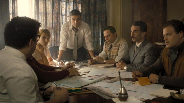 MGM Pictures (From left to right) Mélanie Laurent, Oscar Isaac, Nick Kroll, Michael Aronov, and Greg Hill in 'Operation Finale'