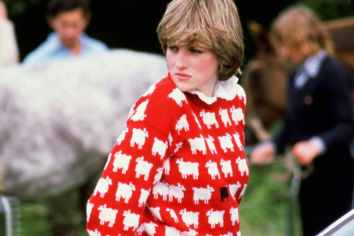 Diana, Princess of Wales wearing ‘Black sheep’ wool jumper by Warm and Wonderful (Sotheby’s )