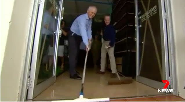 Prime Minister Malcolm Turnbull and Opposition Leader Bill Shorten have also flown in to help with the clean up at hard-hit Bowen.