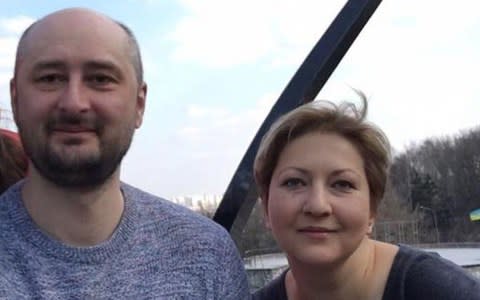 Arkady Babchenko and his wife Olechka - Credit: Facebook/east2west news 