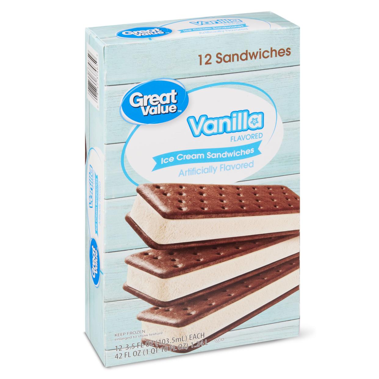 Great Value Vanilla Flavored Ice Cream Sandwiches