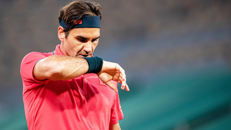 Roger Federer, pictured here in action against Dominik Koepfer at the French Open.