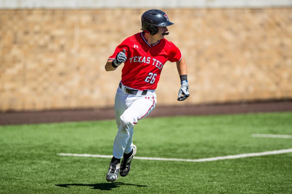 Texas Tech catcher Dylan Maxcey, shown in a game last year, hit a go-ahead three-run double to boost No. 17 Texas Tech past New Mexico 11-8 on Tuesday in Albuquerque, New Mexico.