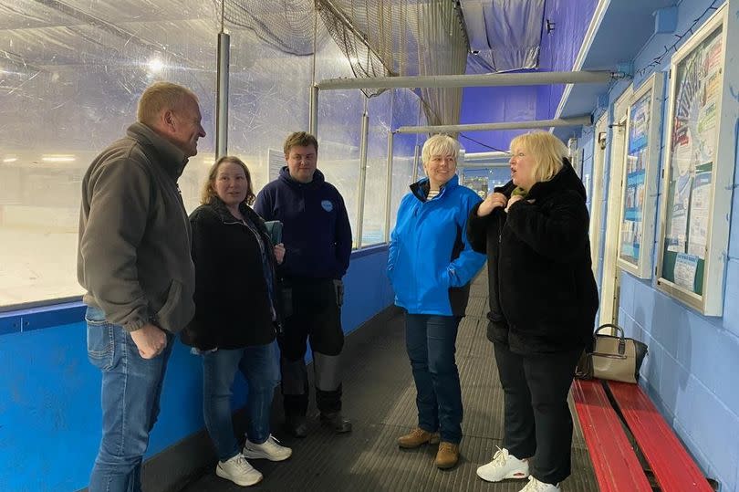 Lia Nici with Grimsby Ice Rink representatives the other week, including Jo Routh, middle left