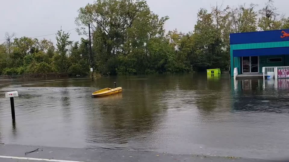 Floodwaters cover a street in Chocowinity, North Carolina, on September 23, 2023. - Lillian Copeland