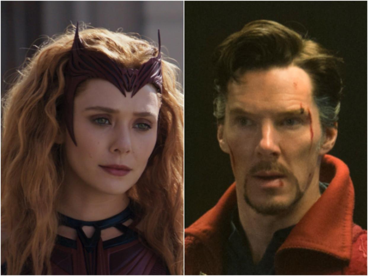 Elizabeth Olsen in WandaVision and Benedict Cumberbatch as Doctor Strange (Marvel Studios)